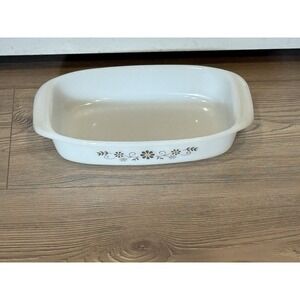 Vintage Dynaware Pyr-O-Rey Milk Glass Casserole Dish Brown Daisy Flower 9x6